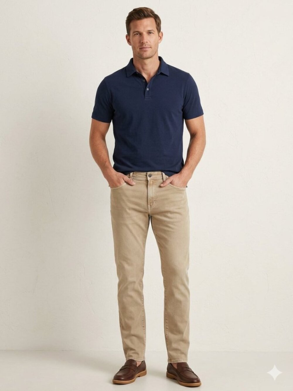 johnnie-O Men's Stretch 5-Pocket Denim Jeans Khaki Tan Beige Size 33X32